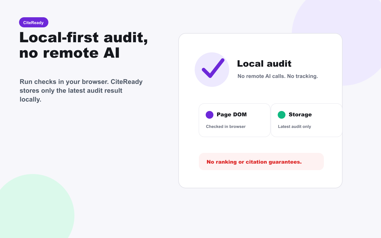 CiteReady local-first audit with no remote AI calls