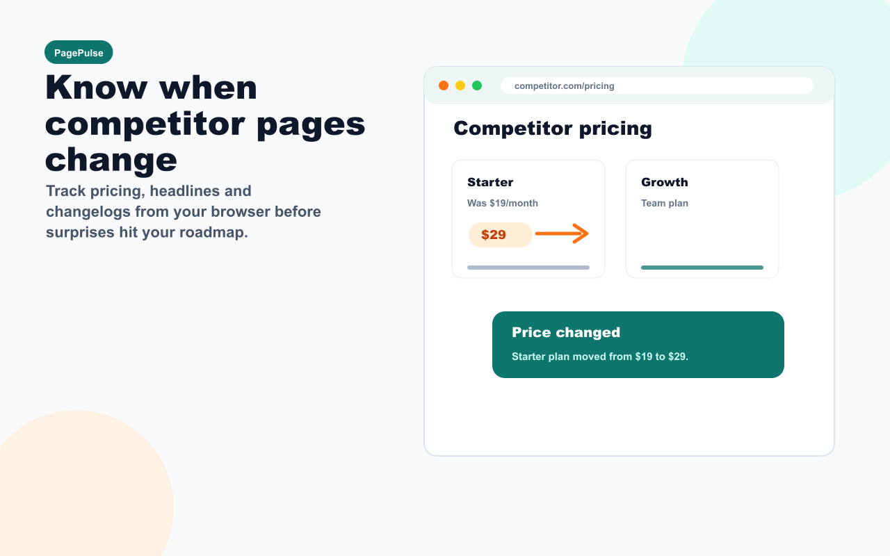 SectionSignal website change monitor for competitor pricing pages